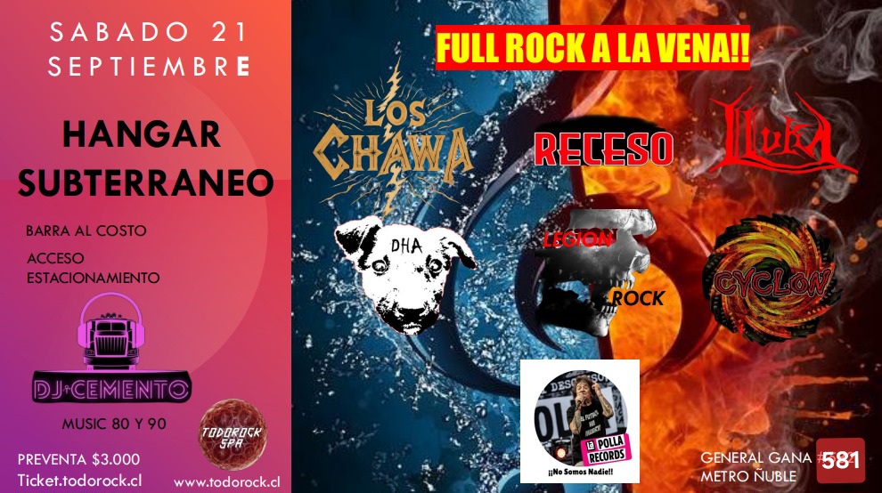 La Polla / la Renga / Rock 80’s + invitados: hangar Matta sur: 21 septiembre