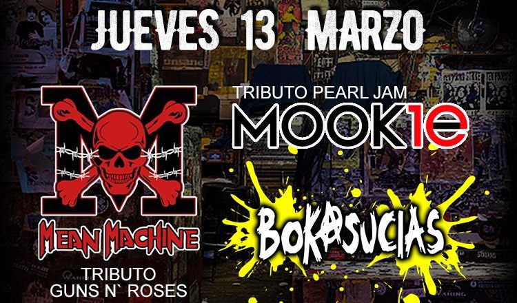 Pearl jam, guns n roses + bocasucias jueves 13 marzo bar oxido