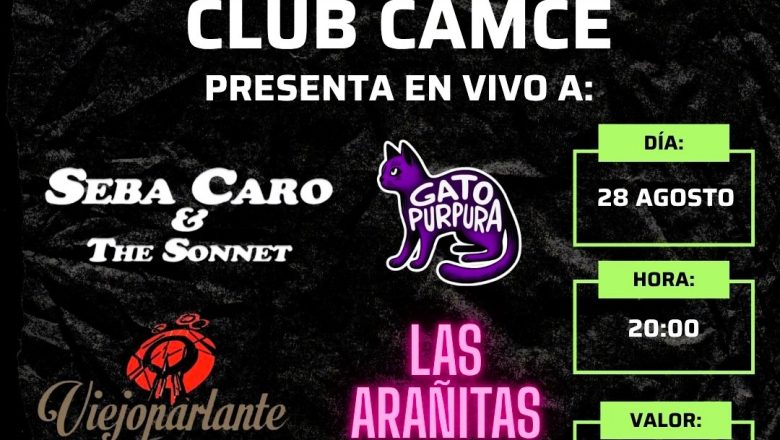 Jueves 28 agosto club camce seba caro + invitados